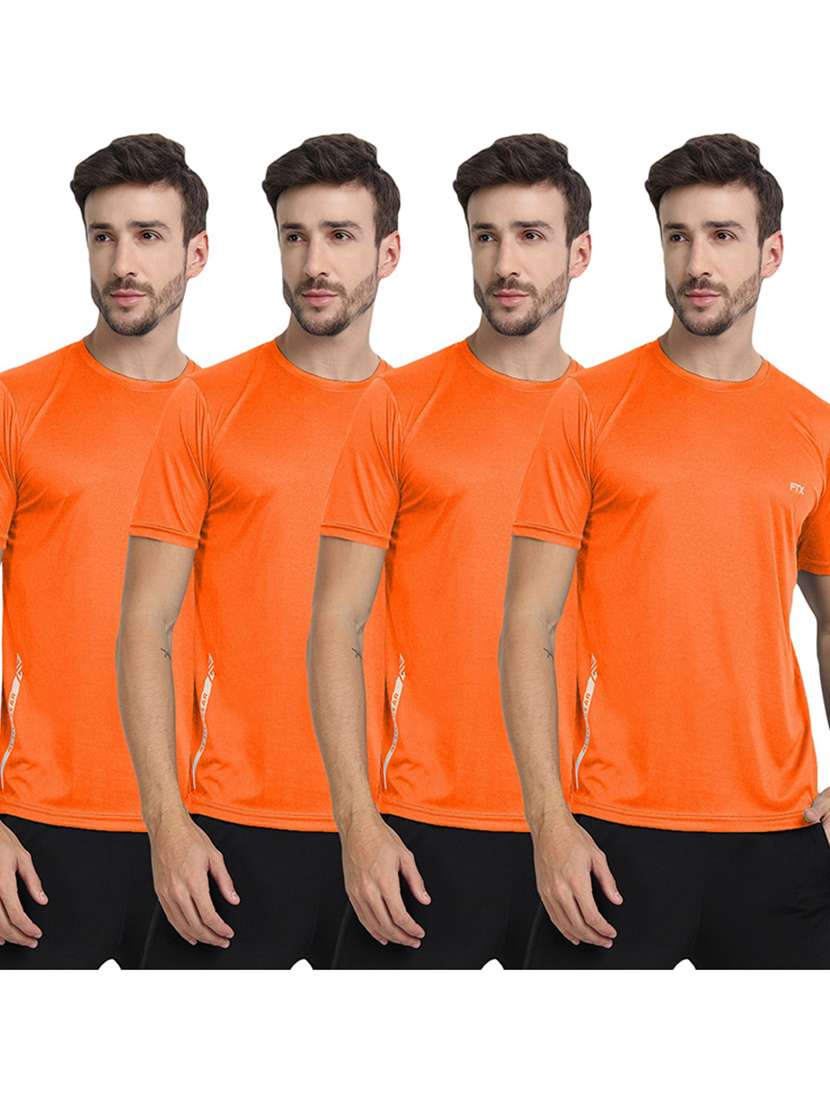 men pack of 4 solid short sleeve sports t-shirt