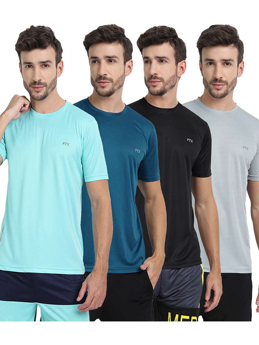 men pack of 4 solid short sleeve sports t-shirt