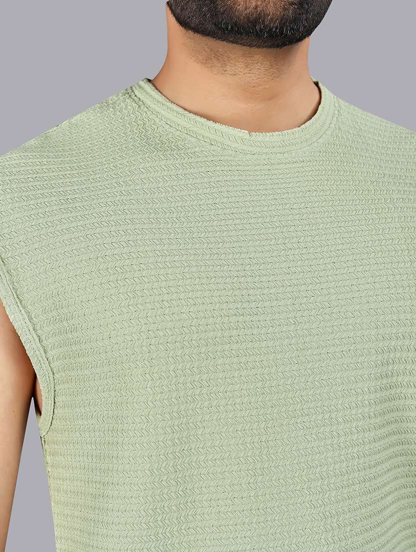 men self design sleeveless round neck t-shirt - 22355340 -  Standard Image - 3