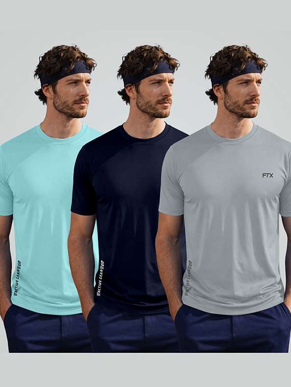 men pack of 3 solid round neck t-shirt