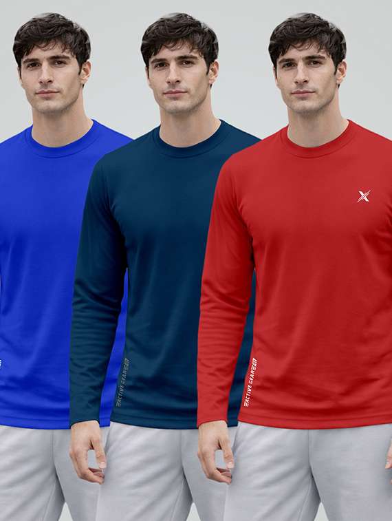 men pack of 3 solid round neck t-shirt