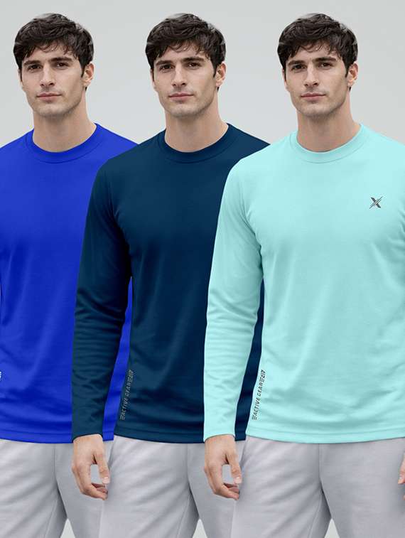 men pack of 3 solid round neck t-shirt