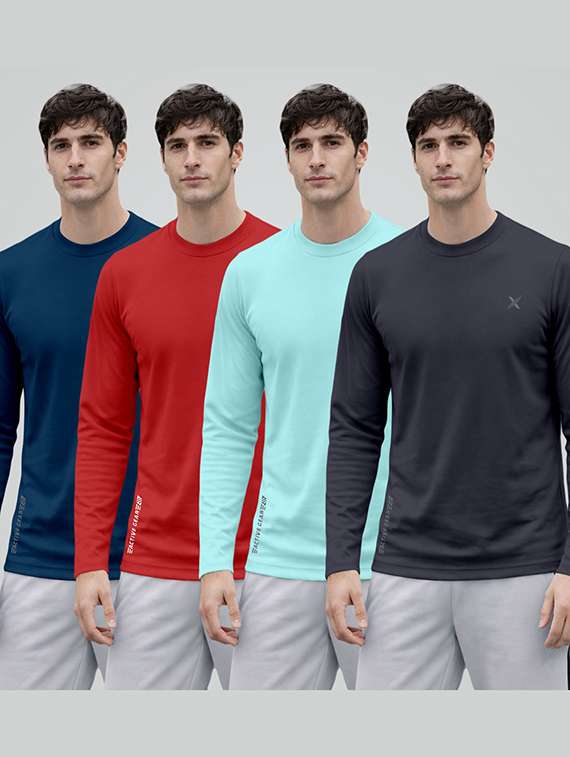 men pack of 4 solid round neck t-shirt