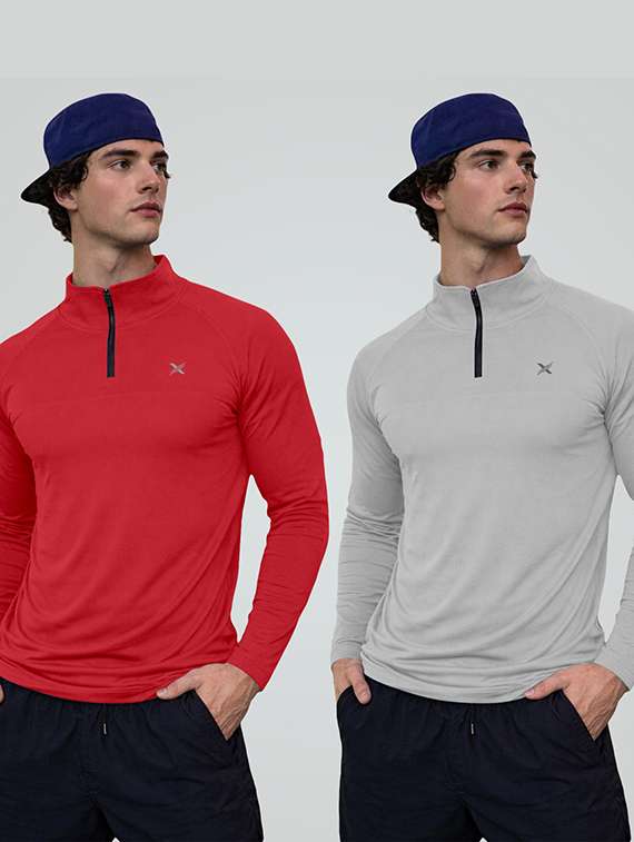 men pack of 2 solid long sleeve sport t-shirt