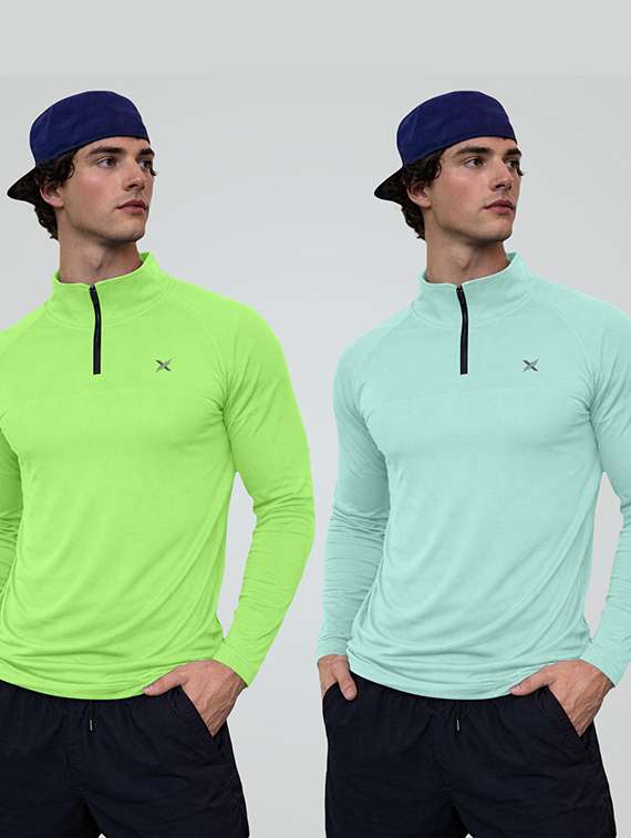 men pack of 2 solid long sleeve sport t-shirt