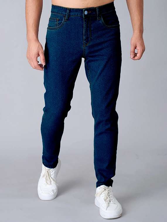 men solid mid rise jeans