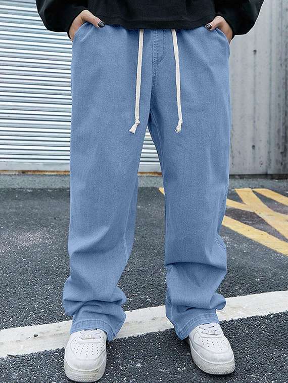 men solid mid rise jeans