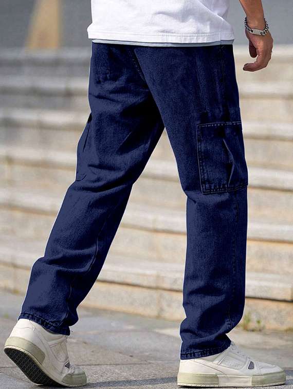 men solid mid rise cargo - 22355758 -  Standard Image - 3