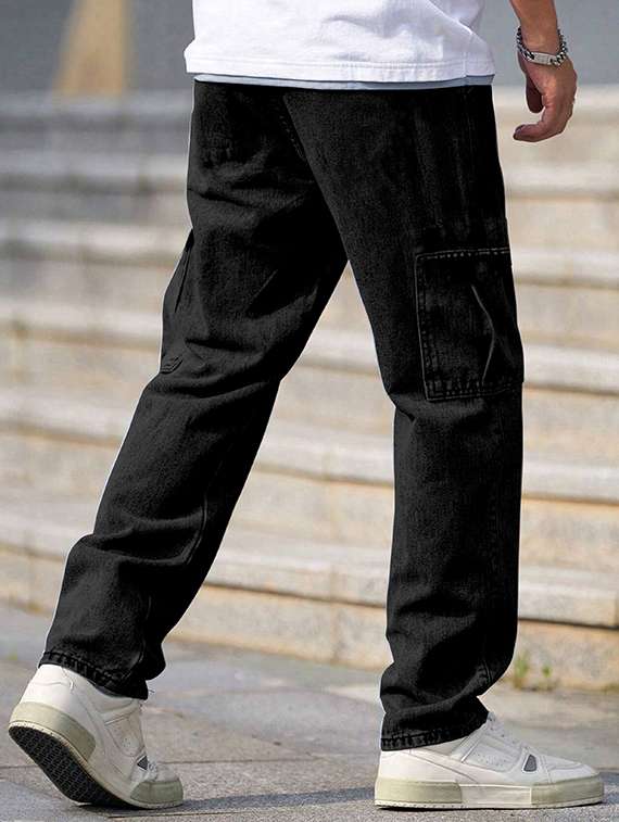 men solid mid rise cargo - 22355760 -  Standard Image - 3