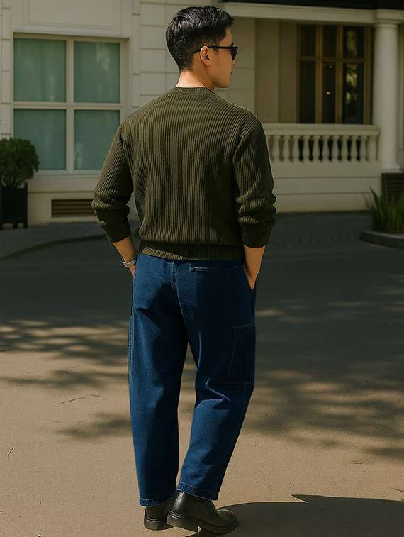 men solid mid rise cargo - 22355762 -  Standard Image - 3