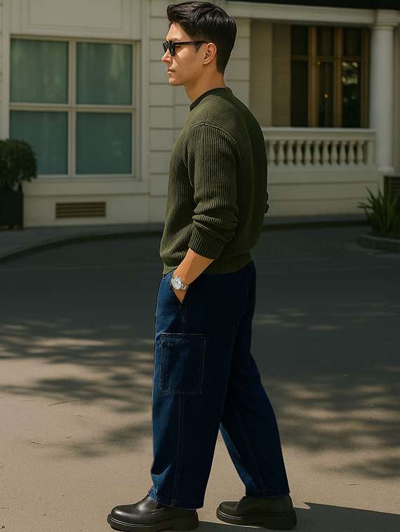 men solid mid rise cargo - 22355763 -  Standard Image - 3