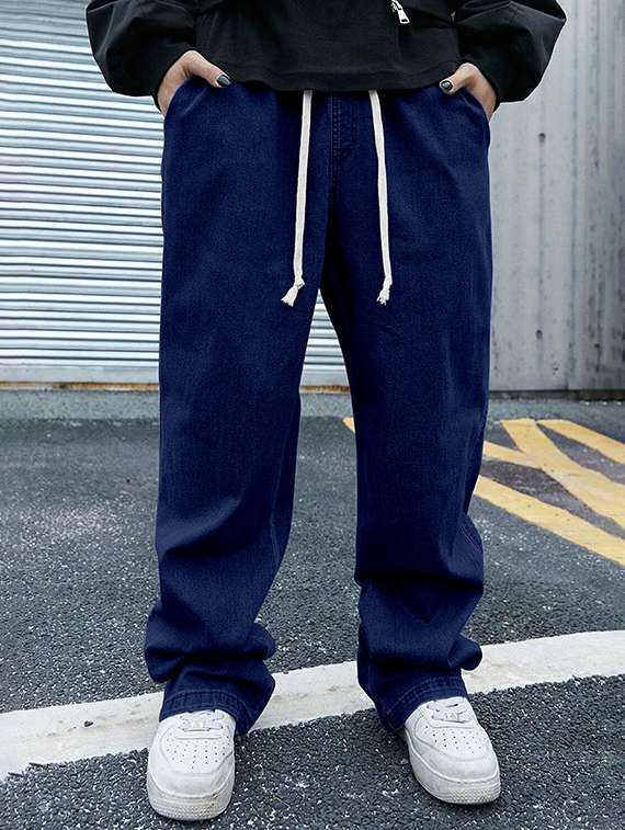 men solid mid rise jeans