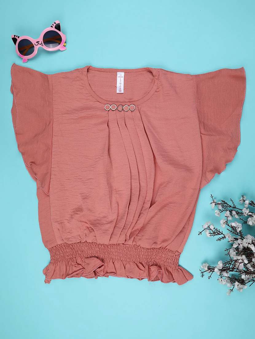 women peach polyester regular top