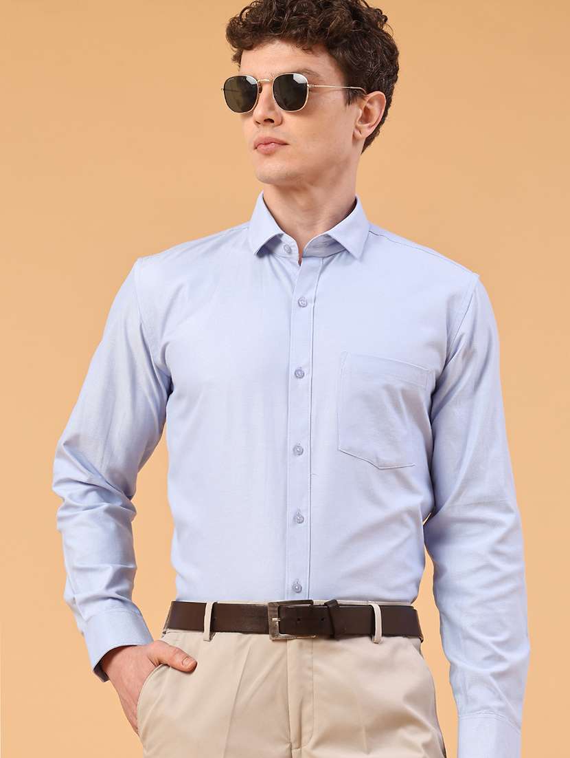 men solid long sleeve slim fit formal shirt