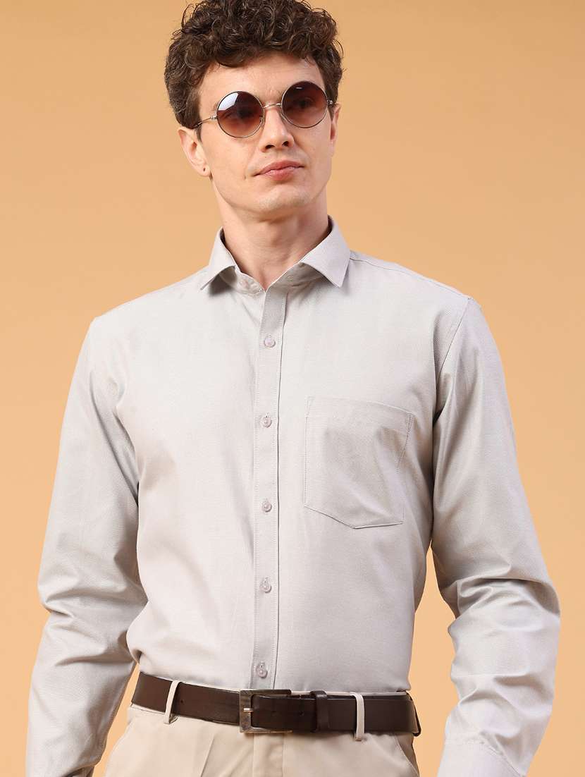 men solid long sleeve slim fit formal shirt