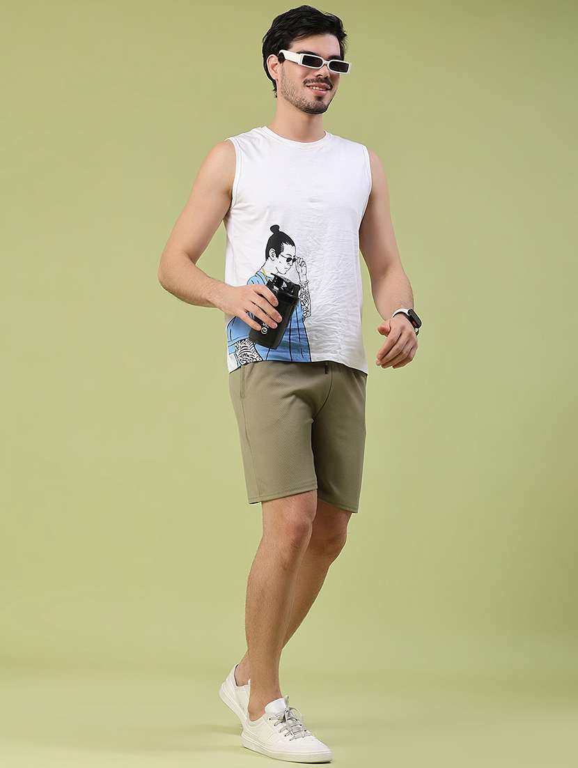 men textured mid rise slim fit shorts - 22355895 -  Standard Image - 5