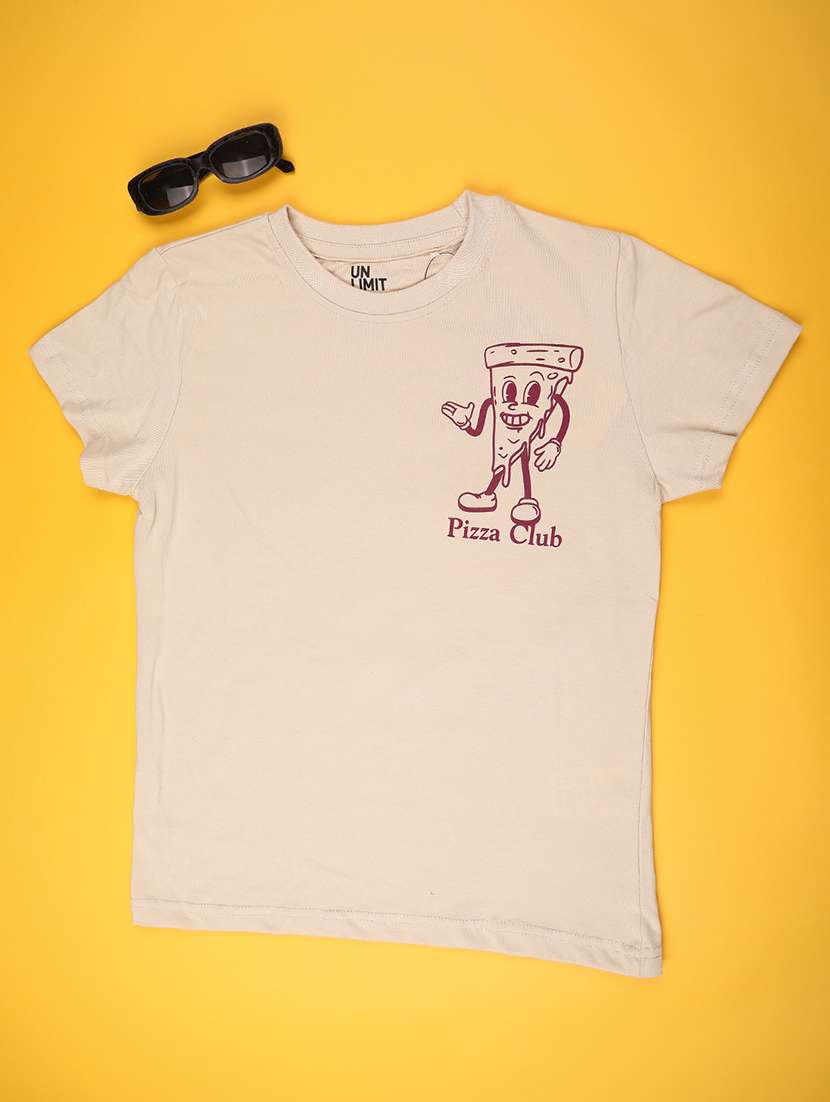 kids beige cotton blend t-shirt