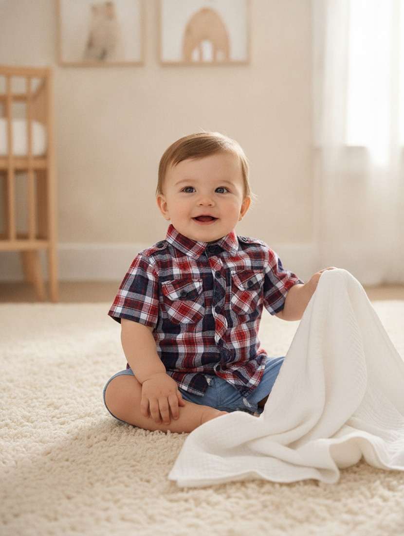 boys printed short sleeves regular fit shirt