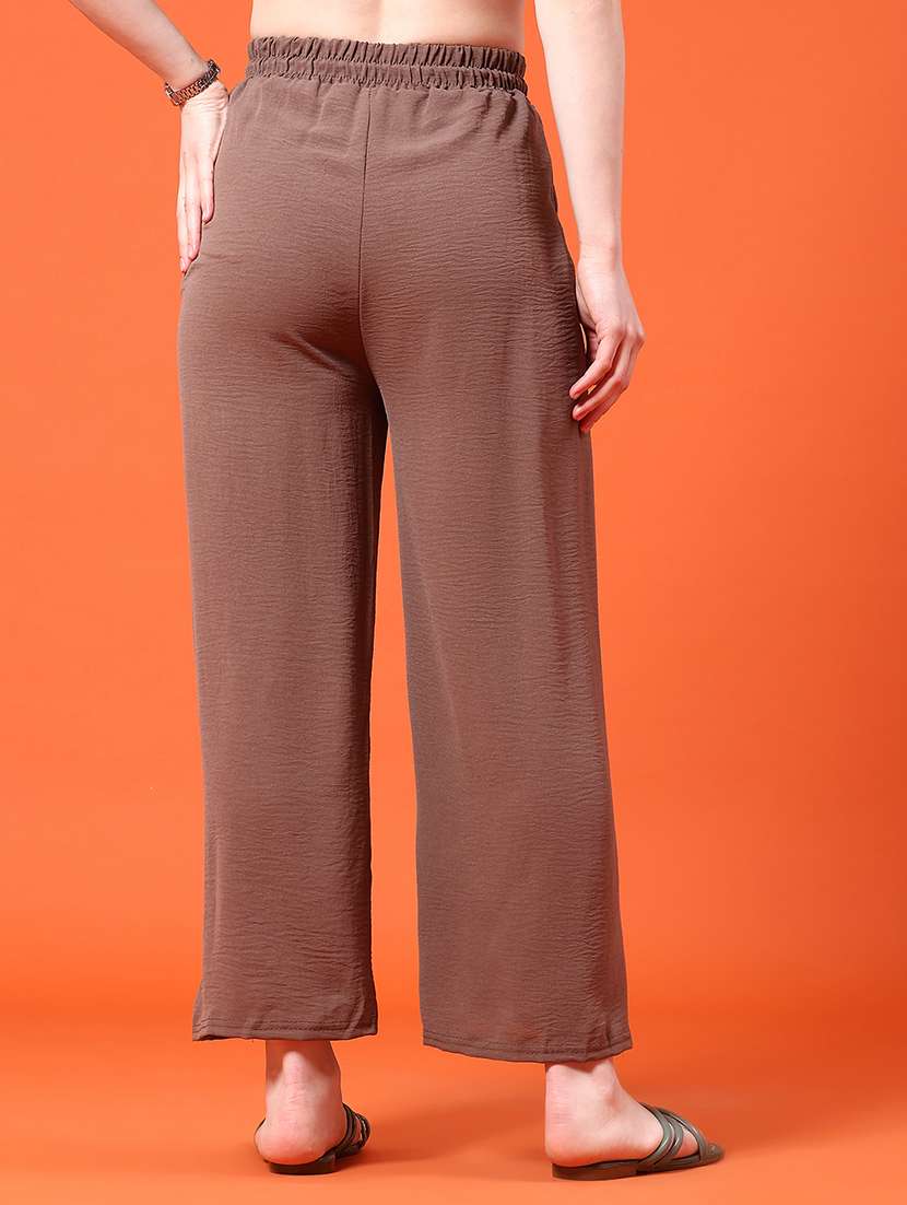 women solid mid rise straight palazzo - 22355942 -  Standard Image - 3