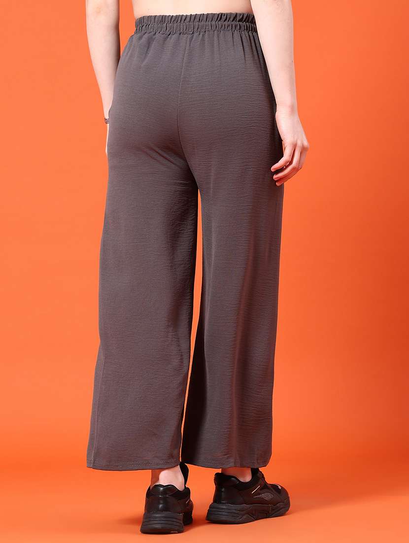 women solid mid rise straight palazzo - 22355943 -  Standard Image - 3