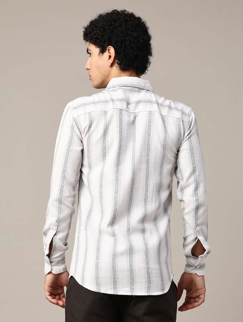 men striped long sleeve slim fit casual shirt - 22355998 -  Standard Image - 3