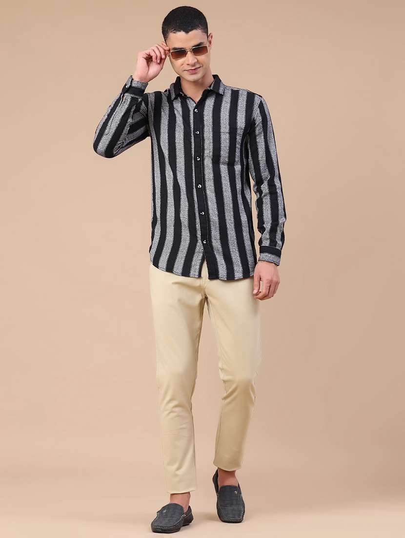 men striped long sleeve slim fit casual shirt - 22355999 -  Standard Image - 5