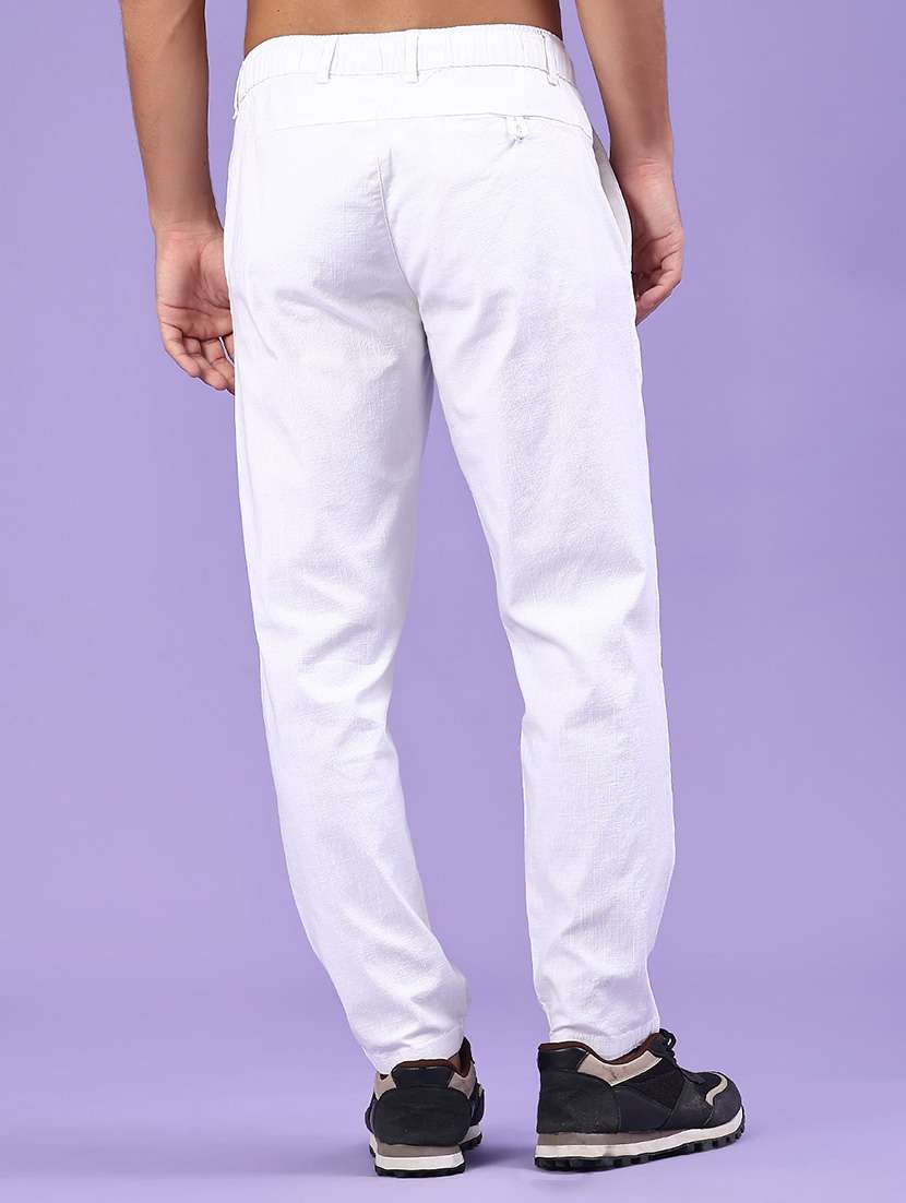 Men Solid Mid Rise Regular Fit Casual Trouser - 22356038 -  Standard Image - 3