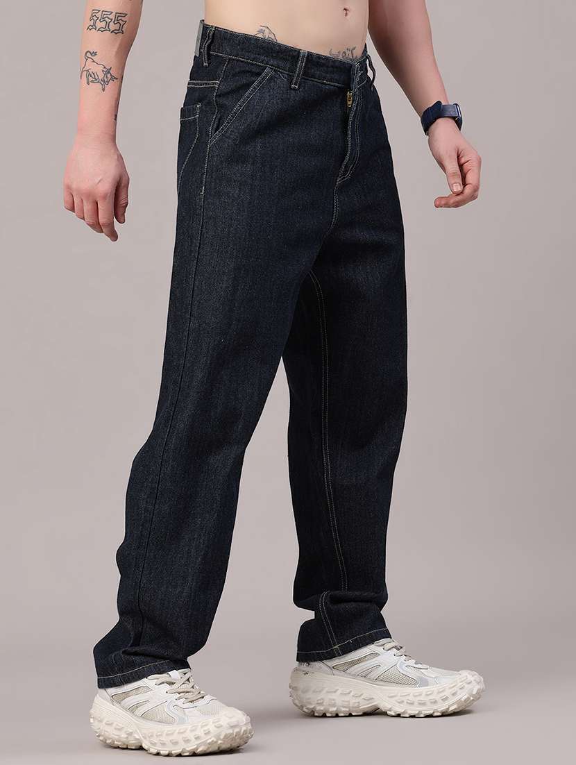men plain mid rise full length relaxed fit jeans - 22356069 -  Standard Image - 3