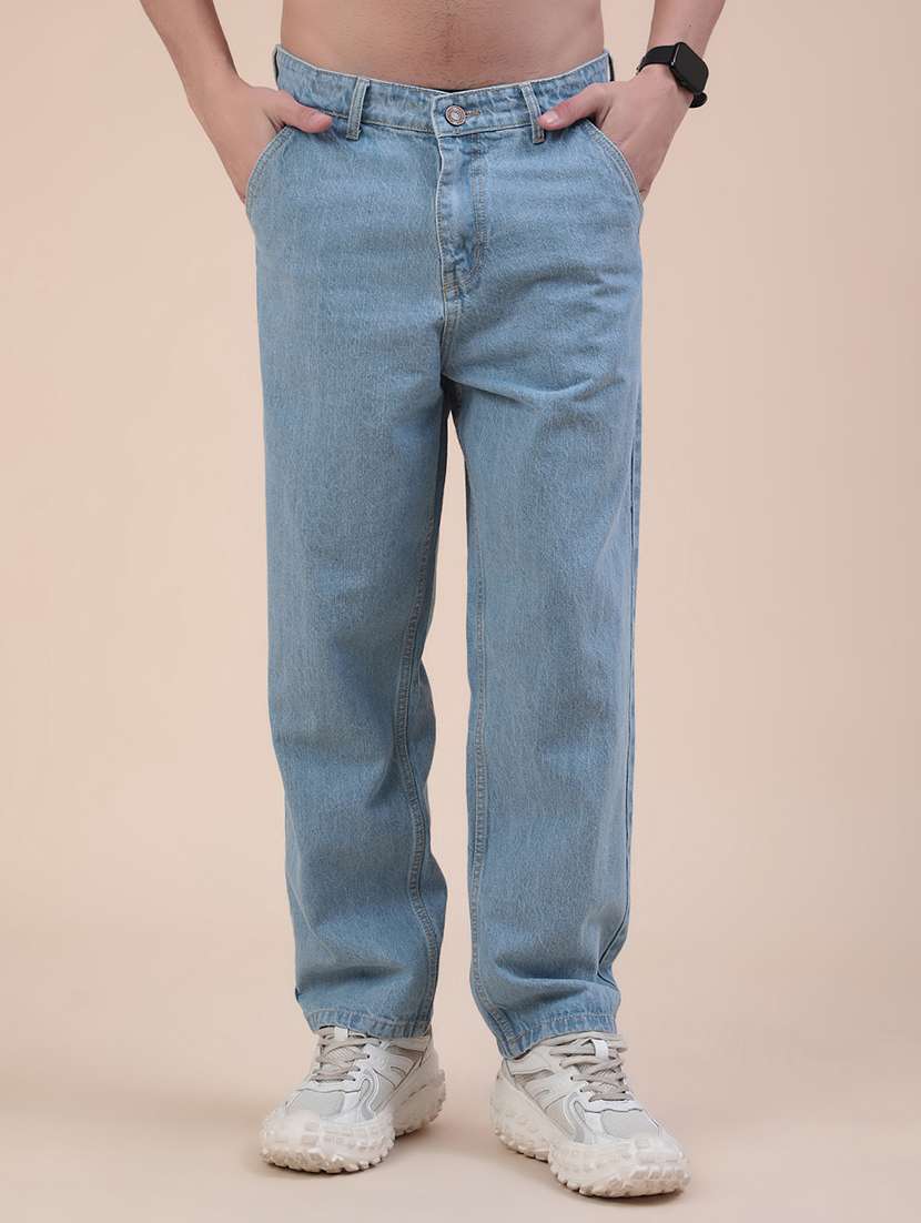 men plain mid rise full length relaxed fit jeans
