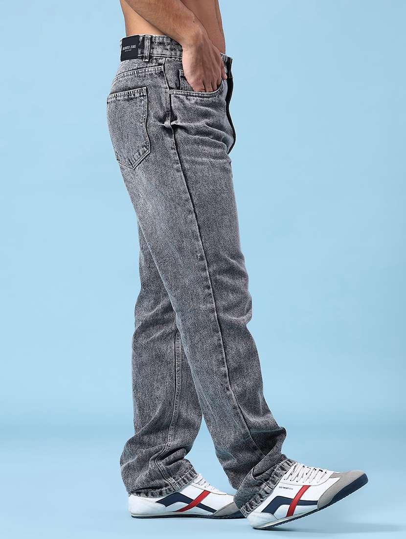 men plain mid rise full length straight jeans - 22356079 -  Standard Image - 3