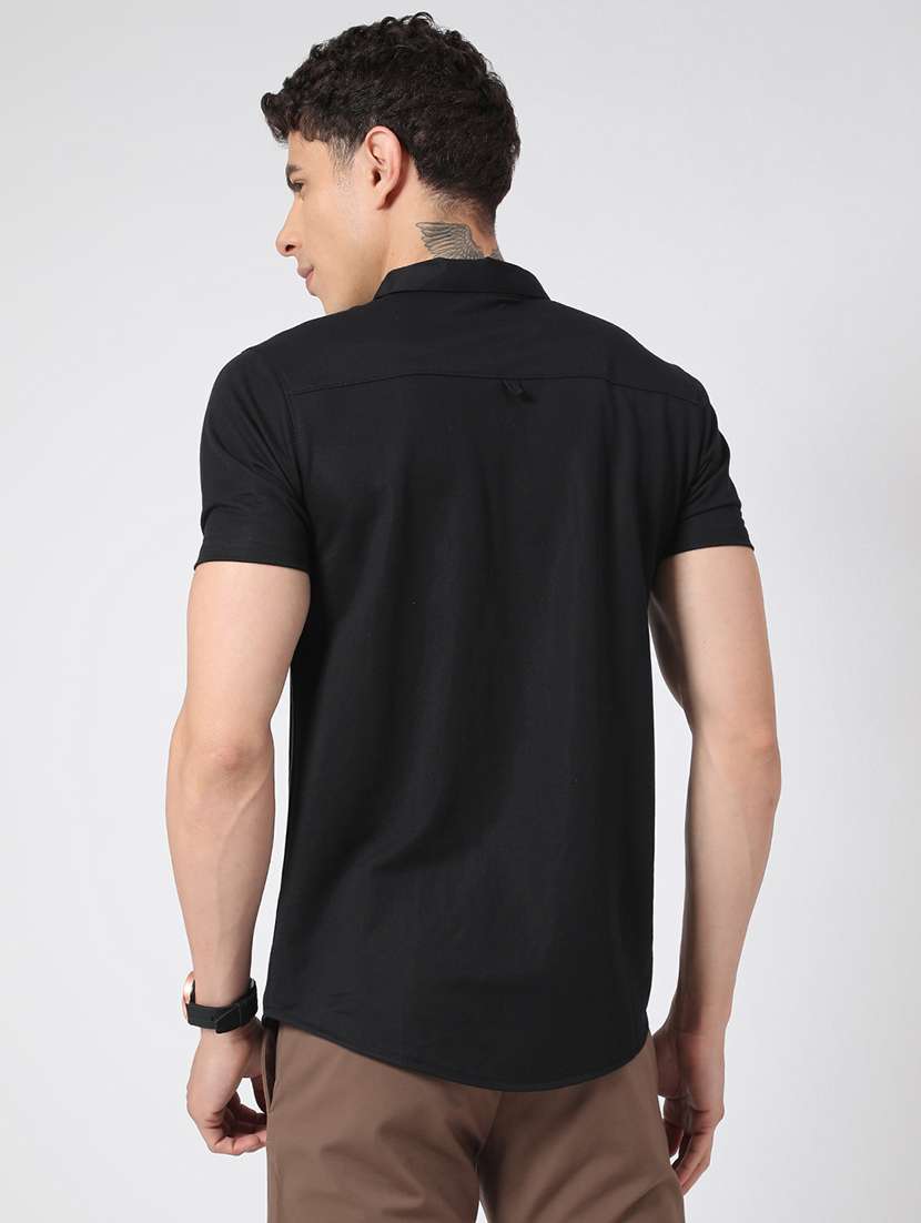 men solid short sleeve slim fit casual shirt - 22356081 -  Standard Image - 3