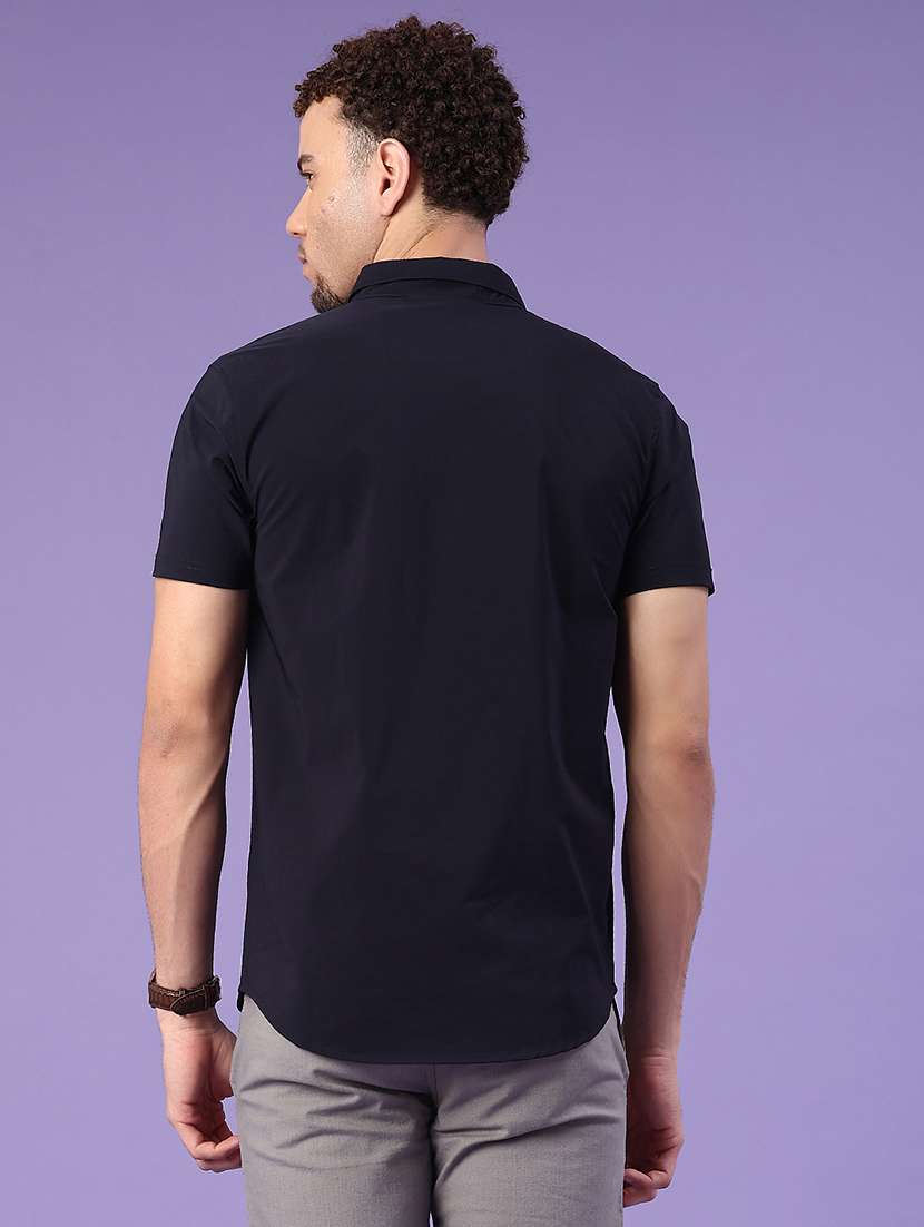men solid short sleeve slim fit casual shirt - 22356126 -  Standard Image - 3