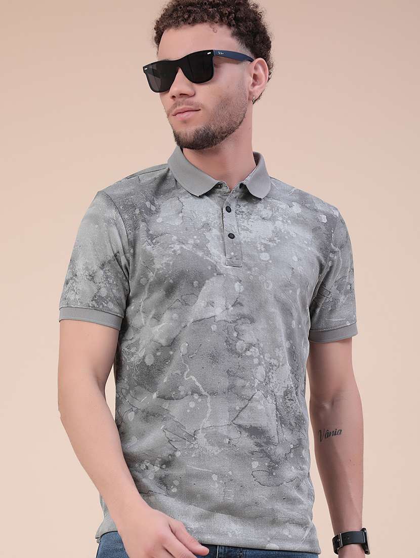 men printed short sleeve regular fit polo t-shirt