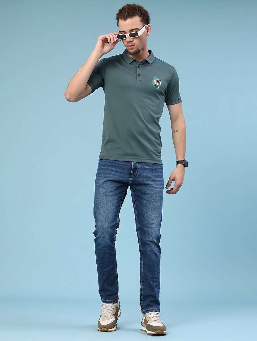 men printed short sleeve slim fit polo t-shirt - 22356167 -  Standard Image - 3