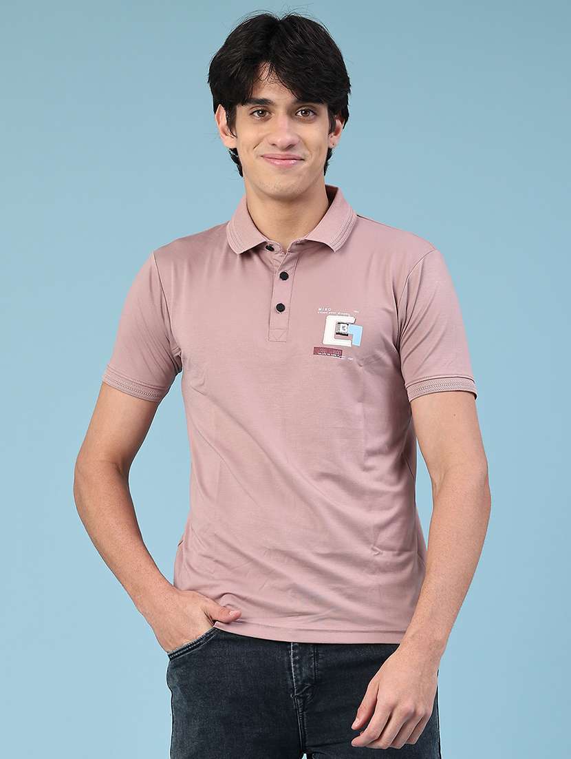 men printed short sleeve slim fit polo t-shirt