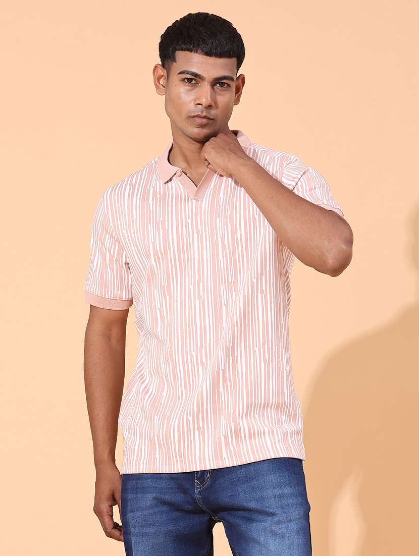 men printed short sleeve regular fit polo t-shirt