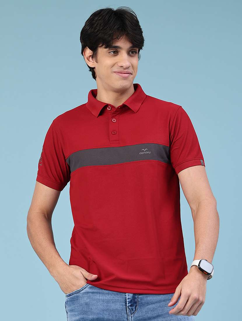 men color block short sleeve slim fit polo t-shirt