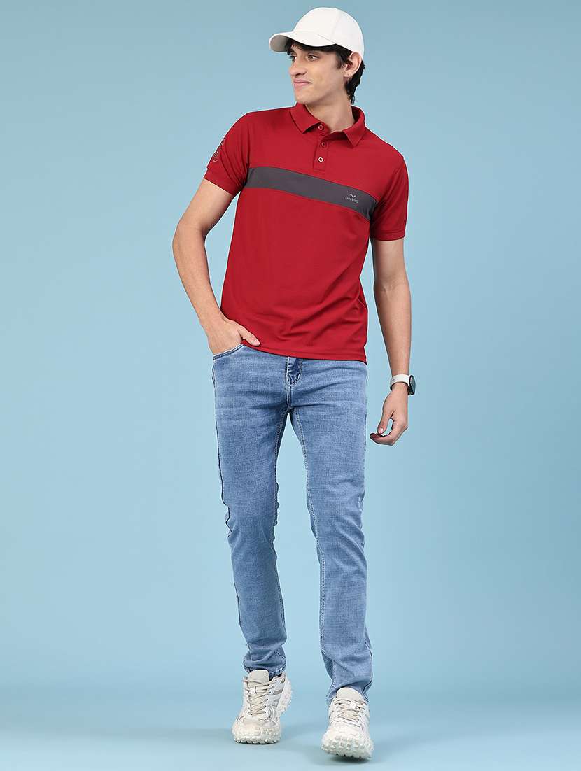 men color block short sleeve slim fit polo t-shirt - 22356210 -  Standard Image - 3