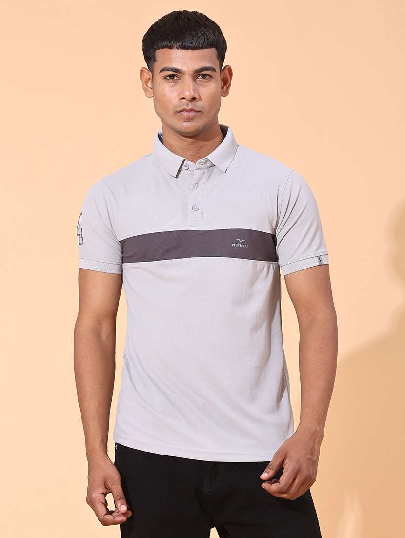 grey cotton blend plain tshirt
