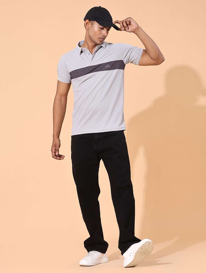 grey cotton blend plain tshirt - 22356223 -  Standard Image - 3