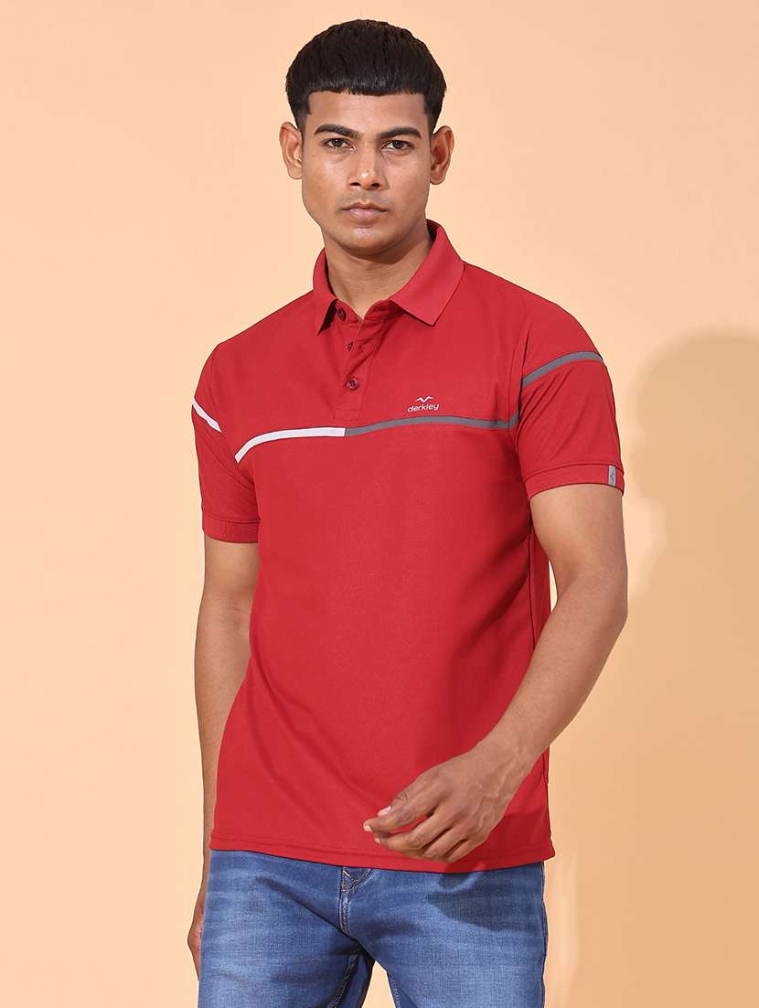 maroon cotton blend plain polo tshirt
