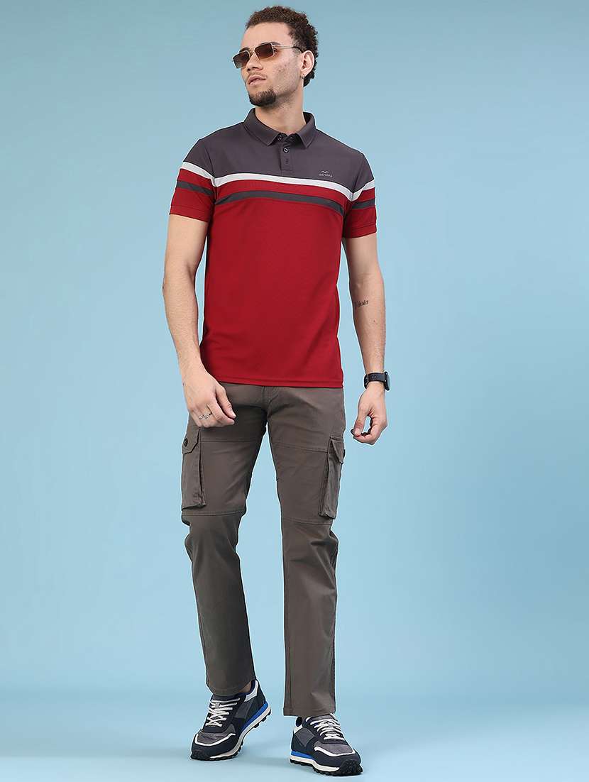 grey cotton blend color block tshirt - 22356235 -  Standard Image - 3