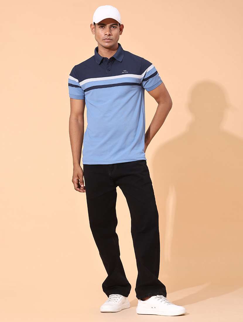 blue cotton blend plain tshirt - 22356237 -  Standard Image - 3