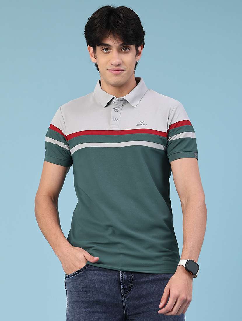 grey cotton blend plain tshirt