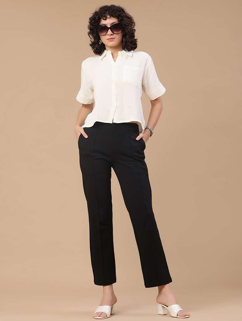 women solid collared regular shirt - 22356249 -  Standard Image - 5