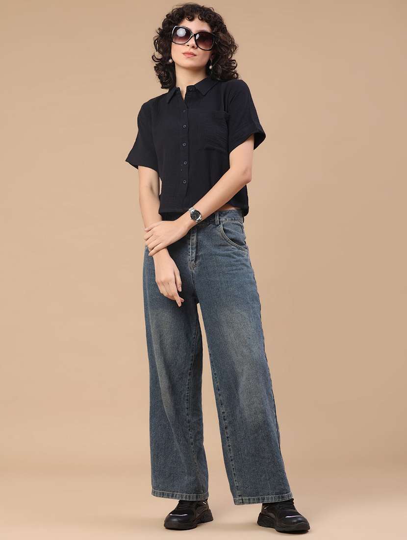women solid collared regular shirt - 22356250 -  Standard Image - 5