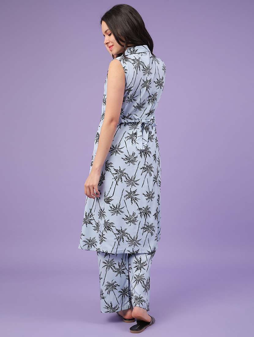 blue rayon top and trouser set coord - 22356294 -  Standard Image - 3