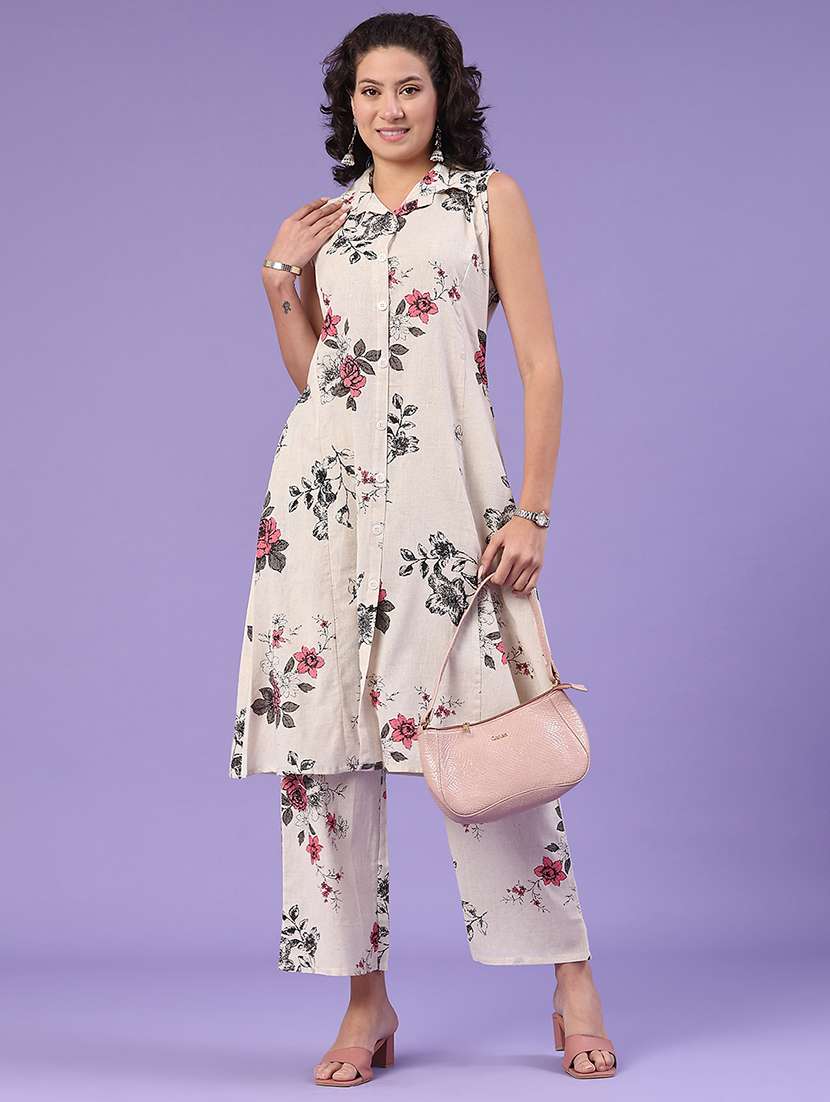 cream cotton top and trouser set coord