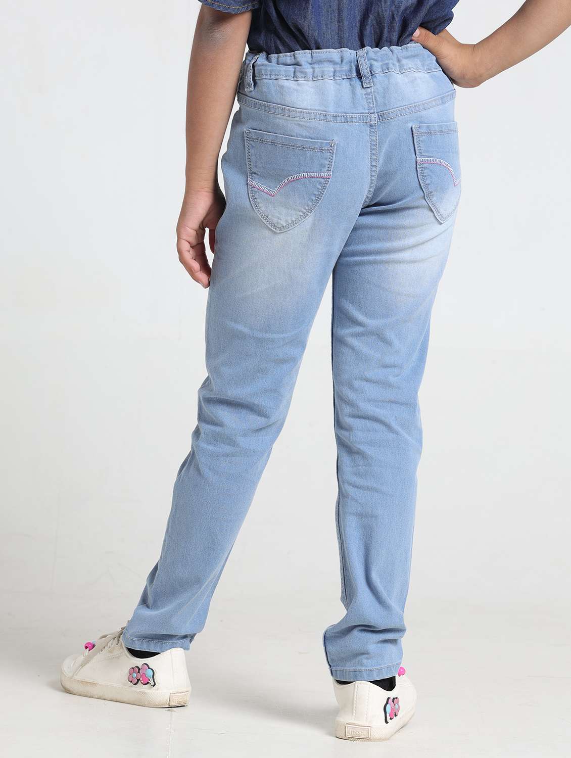 girls solid mid rise slim fit jean - 22356419 -  Standard Image - 3