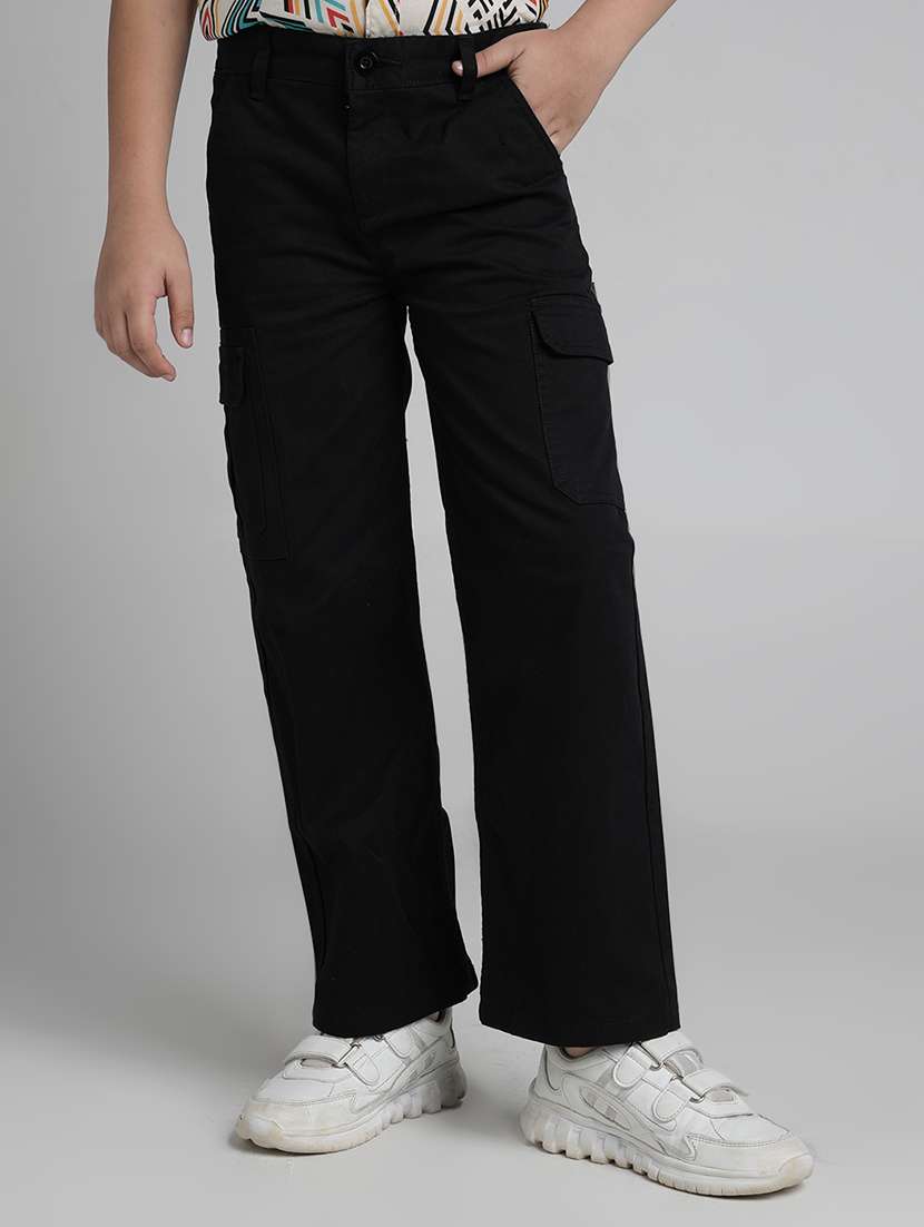 boys solid mid rise cargo